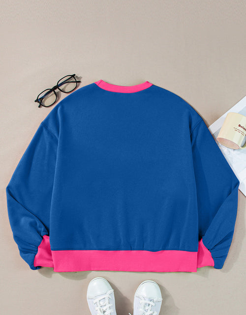 Load image into Gallery viewer, Contrast Round Neck Long Sleeve Sweatshirt

