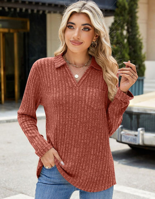 Load image into Gallery viewer, Ribbed Johnny Collar Long Sleeve T-Shirt
