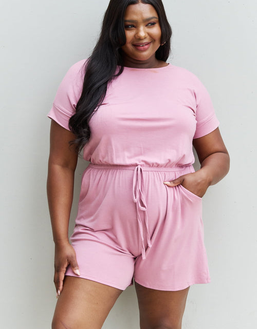 Load image into Gallery viewer, Zenana Chilled Out Full Size Short Sleeve Romper in Light Carnation Pink

