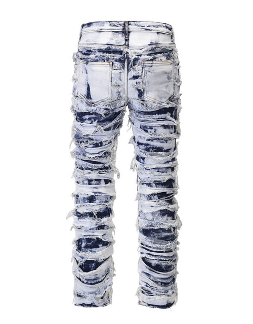 Load image into Gallery viewer, Men's Distressed Raw Hem Straight Jeans
