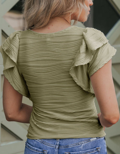 Load image into Gallery viewer, Textured Round Neck Cap Sleeve Top
