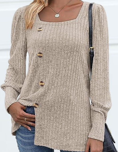 Load image into Gallery viewer, Decorative Button Square Neck Top
