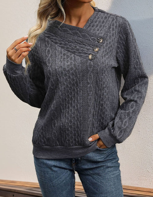 Load image into Gallery viewer, Perfee Decorative Button Long Sleeve Sweatshirt
