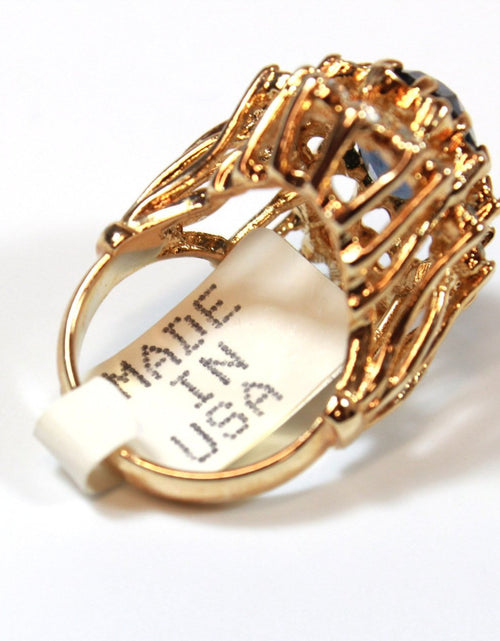 Load image into Gallery viewer, Vintage Women's Austrian Crystal Cocktail Ring 18k Gold Electroplated Birthstone Ring for Women by PVD Vintage Jewelry
