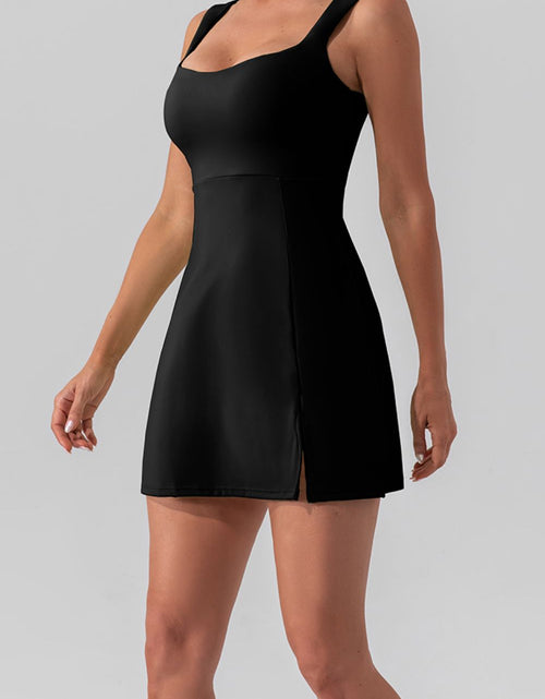 Load image into Gallery viewer, Square Neck Sleeveless Slit Mini Active Dress

