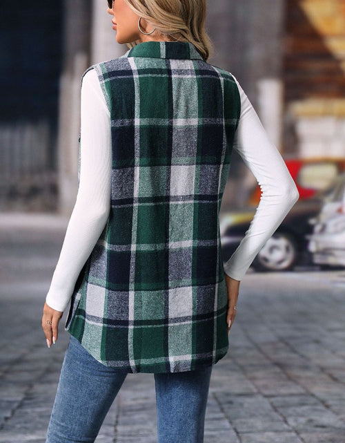 Load image into Gallery viewer, Plaid Button Up Vest Coat
