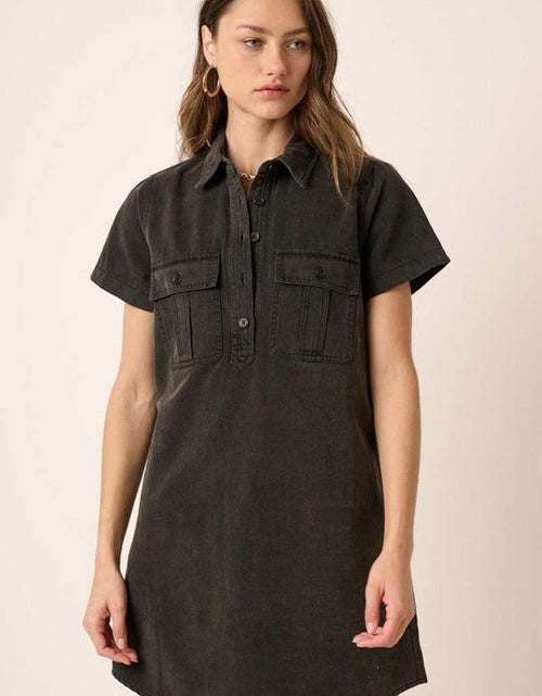 Load image into Gallery viewer, Mittoshop Button Detail Collared Neck Short Sleeve Shirt Dress
