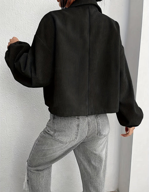 Load image into Gallery viewer, Collared Neck Dropped Shoulder Jacket
