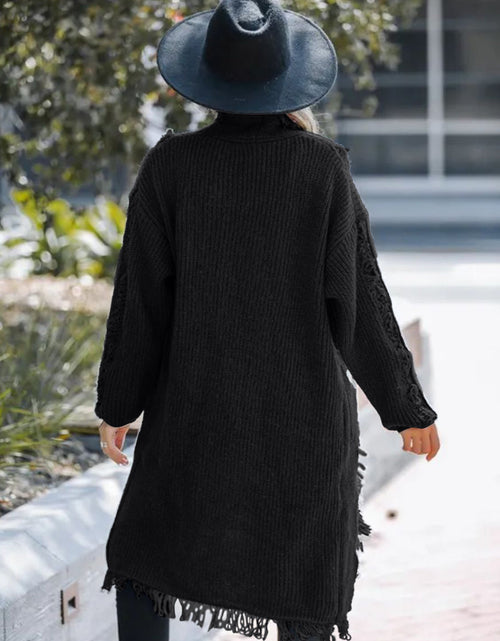 Load image into Gallery viewer, Fringe Open Front Long Sleeve Cardigan
