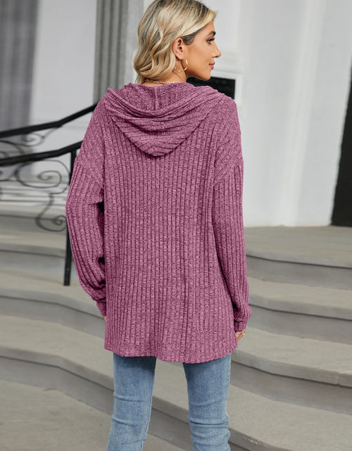 Load image into Gallery viewer, Half Button Long Sleeve Hooded Top
