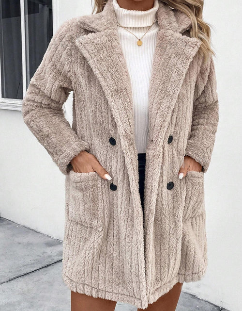 Load image into Gallery viewer, Fuzzy Button Up Long Sleeve Coat with Pockets
