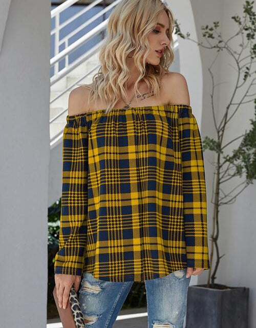 Load image into Gallery viewer, Off-Shoulder Striped Long Sleeve T-Shirt
