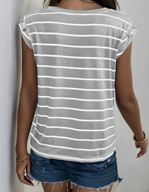 Load image into Gallery viewer, Perfee Decorative Button Round Neck T-Shirt
