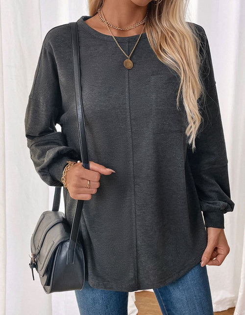 Load image into Gallery viewer, Perfee Pocketed Round Neck Long Sleeve Sweatshirt
