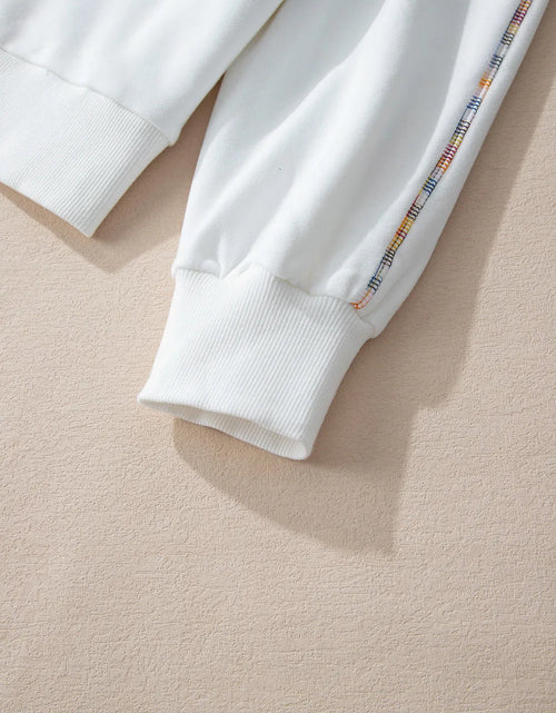Load image into Gallery viewer, Rainbow Trim Round Neck Long Sleeve Sweatshirt
