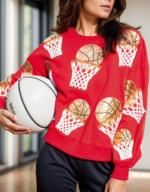 Load image into Gallery viewer, Basketball Round Neck Long Sleeve Sweatshirt
