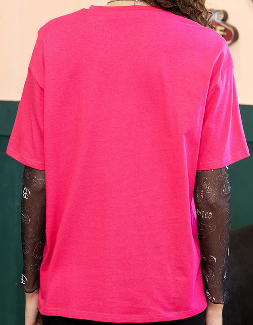 Load image into Gallery viewer, Letter Graphic Round Neck Half Sleeve T-Shirt
