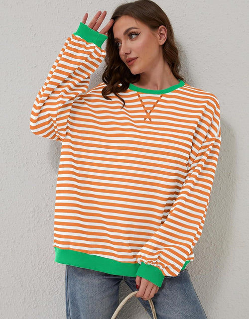 Load image into Gallery viewer, Lovelet Contrast Striped Long Sleeve Sweatshirt

