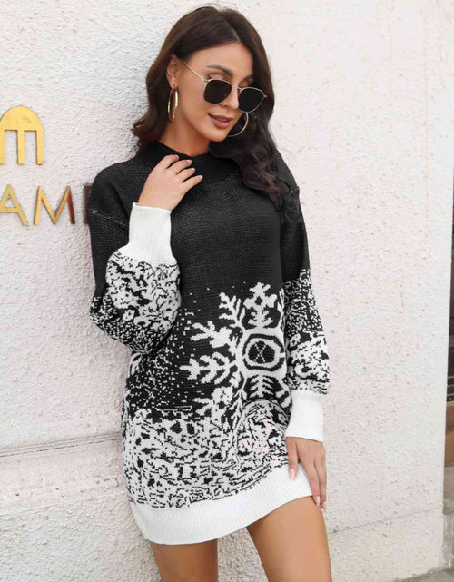 Load image into Gallery viewer, Snowflake Pattern Sweater Dress
