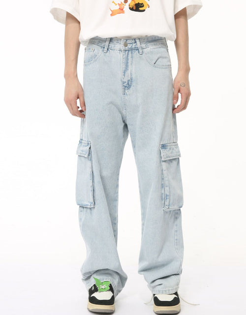 Load image into Gallery viewer, Men's Washed Straight Cargo Jeans
