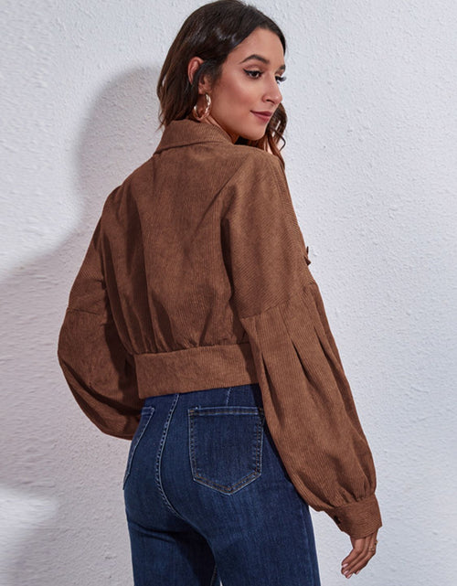 Load image into Gallery viewer, Button Down Collared Neck Cropped Jacket

