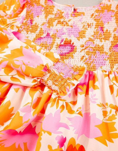 Load image into Gallery viewer, Frill Printed Long Sleeve Mini Dress
