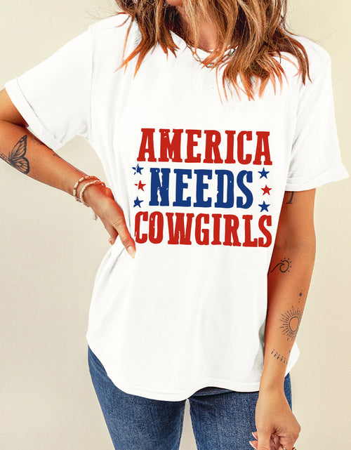 Load image into Gallery viewer, Letter Graphic Round Neck Short Sleeve T-Shirt
