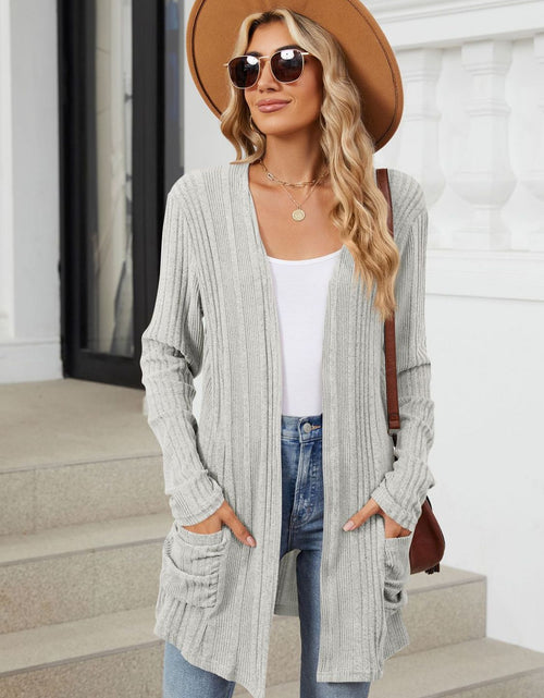 Load image into Gallery viewer, Pocketed Open Front Long Sleeve Cardigan
