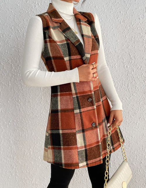 Load image into Gallery viewer, Honey Plaid Button Up Vest Coat
