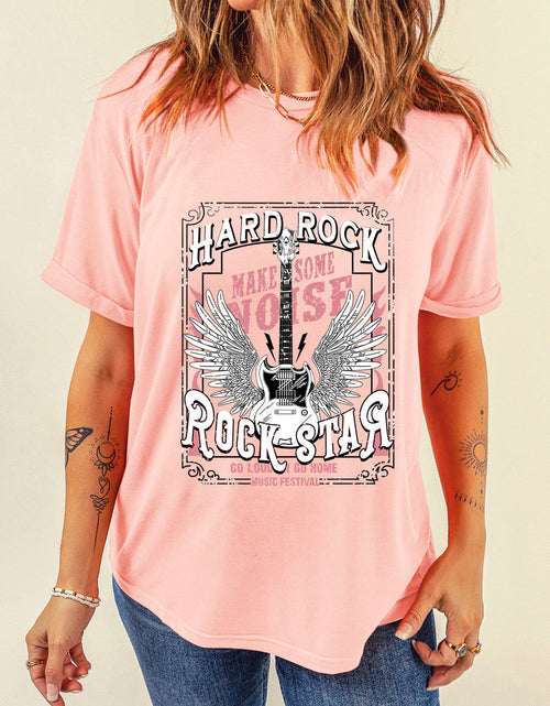 Load image into Gallery viewer, Graphic Round Neck Short Sleeve T-Shirt
