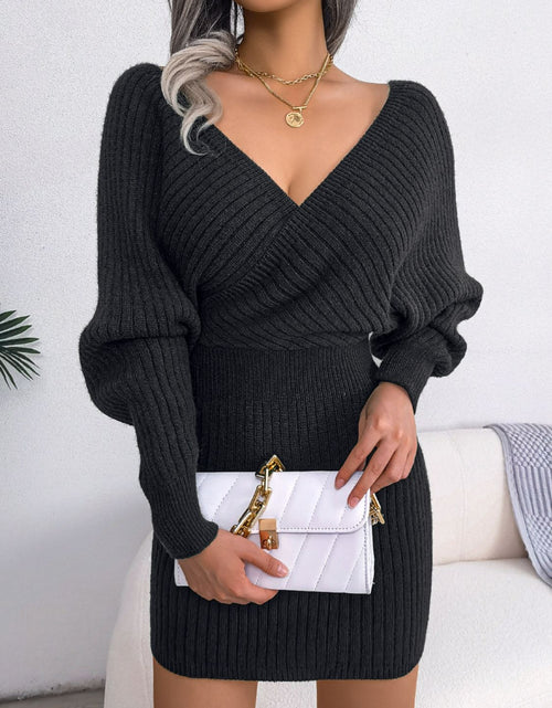 Load image into Gallery viewer, Rib-Knit Dolman Sleeve Sweater Dress
