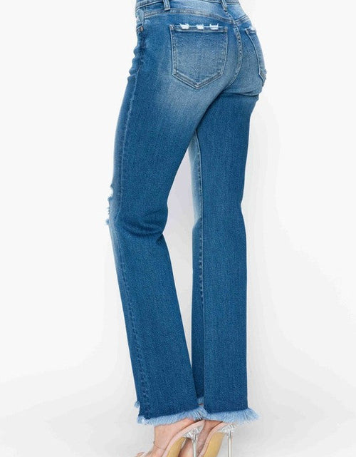 Load image into Gallery viewer, bytos Full Size Raw Hem Distressed Mid Rise Straight Jeans
