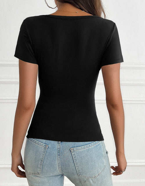 Load image into Gallery viewer, Devine Decorative Button Short Sleeve T-Shirt
