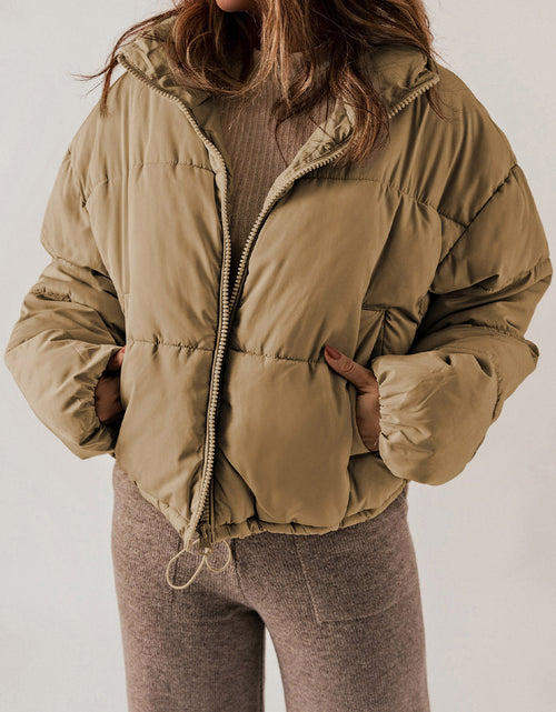 Load image into Gallery viewer, Zip Up Collared Neck Long Sleeve Winter Coat
