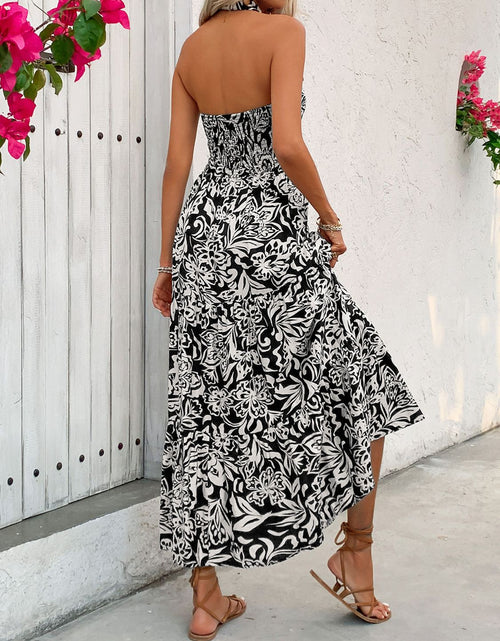 Load image into Gallery viewer, Perfee Backless Smocked Printed Sleeveless Midi Dress
