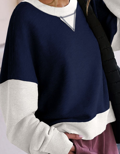 Load image into Gallery viewer, Contrast Round Neck Long Sleeve Sweatshirt
