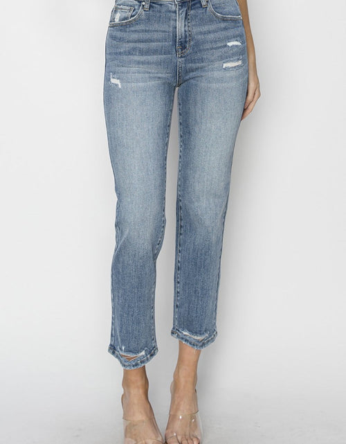 Load image into Gallery viewer, RISEN Full Size High Waist Distressed Cropped Jeans
