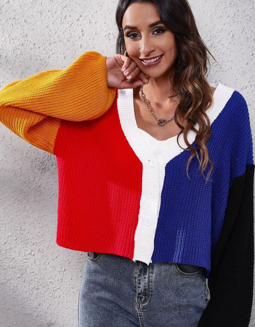 Load image into Gallery viewer, Color Block Ribbed Long Sleeve Cardigan
