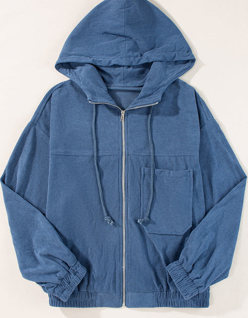 Load image into Gallery viewer, Pocketed Zip Up Long Sleeve Hooded Jacket
