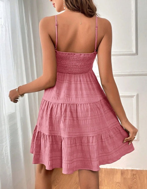 Load image into Gallery viewer, Tiered Smocked Square Neck Cami Dress
