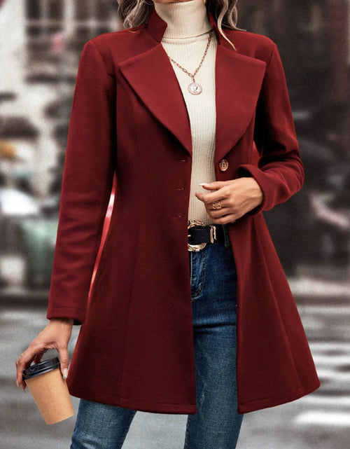 Load image into Gallery viewer, Collared Neck Button Up Long Sleeve Coat

