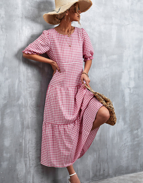 Load image into Gallery viewer, Printed Flounce Sleeve Tiered Dress
