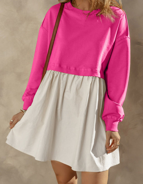 Load image into Gallery viewer, Round Neck Long Sleeve Mini Dress
