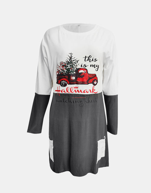 Load image into Gallery viewer, Full Size Graphic Two-Tone Round Neck Long Sleeve T-Shirt
