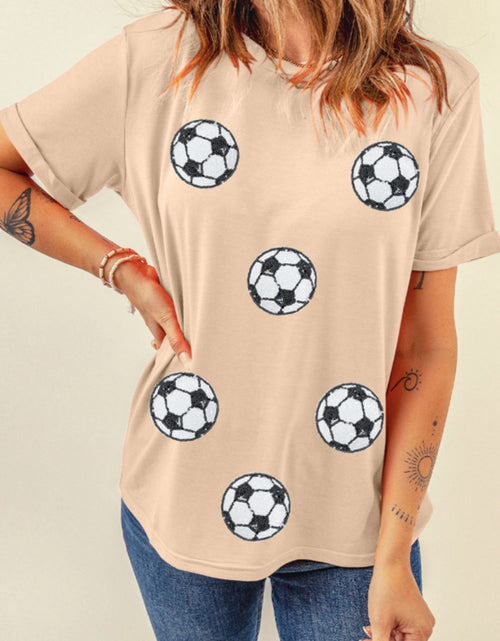 Load image into Gallery viewer, Football Round Neck Short Sleeve T Shirt
