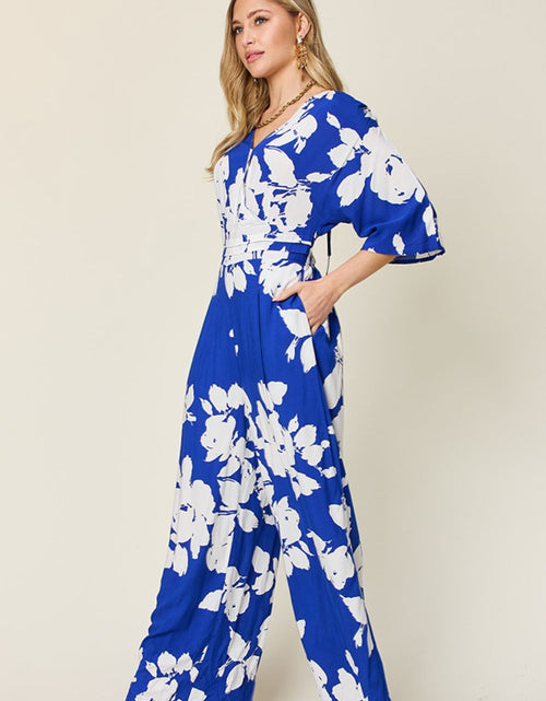 Load image into Gallery viewer, Double Take Full Size Printed Tie Back Wide Leg Jumpsuit
