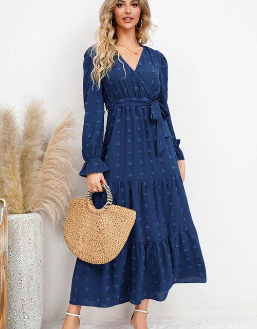 Load image into Gallery viewer, Swiss Dot Tied Surplice Flounce Sleeve Dress
