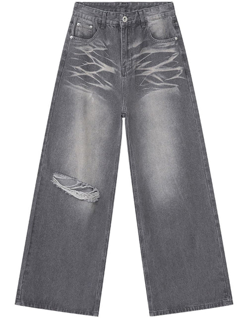 Load image into Gallery viewer, Distressed Wide Leg Jeans with Pockets

