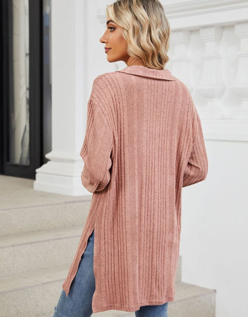 Load image into Gallery viewer, Slit Johnny Collar Long Sleeve T-Shirt
