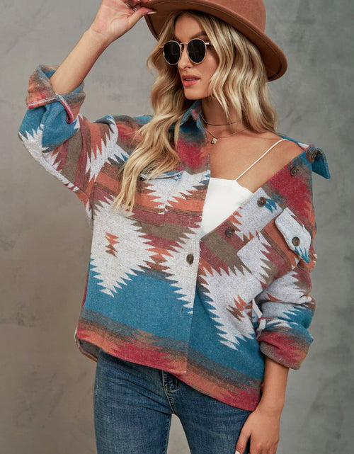 Load image into Gallery viewer, Printed Collared Neck Jacket
